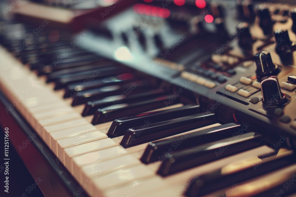 Close-up shot of an electronic keyboard with many keys Close-up shot of an electronic keyboard with many keys