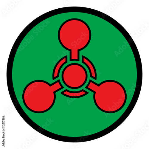 Vector graphic of chemical weapon symbol in red and green