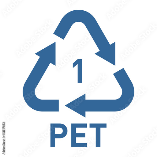 Resin identification code RIC symbol for plastic made out of PETE or PET