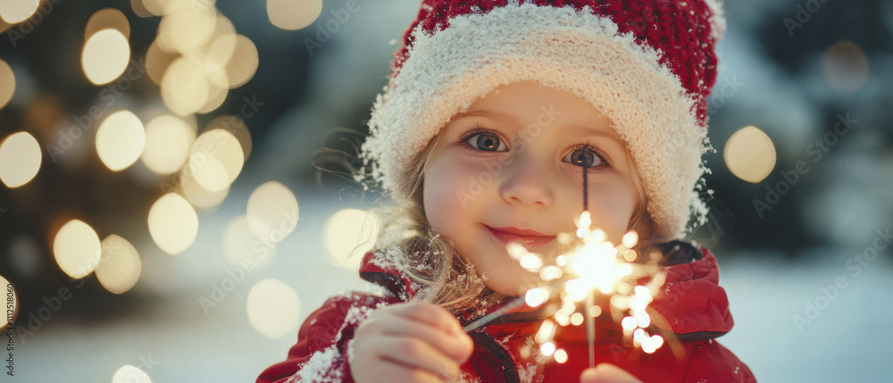 child enjoying sparklers during festive celebration, wearing red hat and coat, surrounded by glowing lights. joyful expression captures magic of moment child enjoying sparklers during festive celebration, wearing red hat and coat, surrounded by glowing lights. joyful expression captures magic of moment