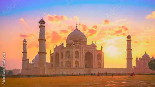 Wallpaper Mural A stunning view of the Taj Mahal at sunset, showcasing its intricate architecture and serene beauty. Torontodigital.ca