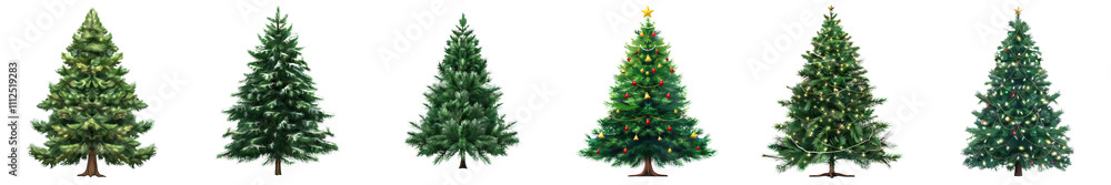 set of Christmas tree, festive element, png isolated on an empty background set of Christmas tree, festive element, png isolated on an empty background