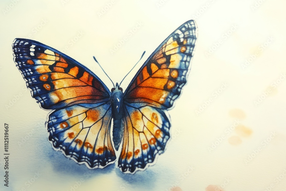 Fototapeta premium A butterfly sits peacefully on a white surface