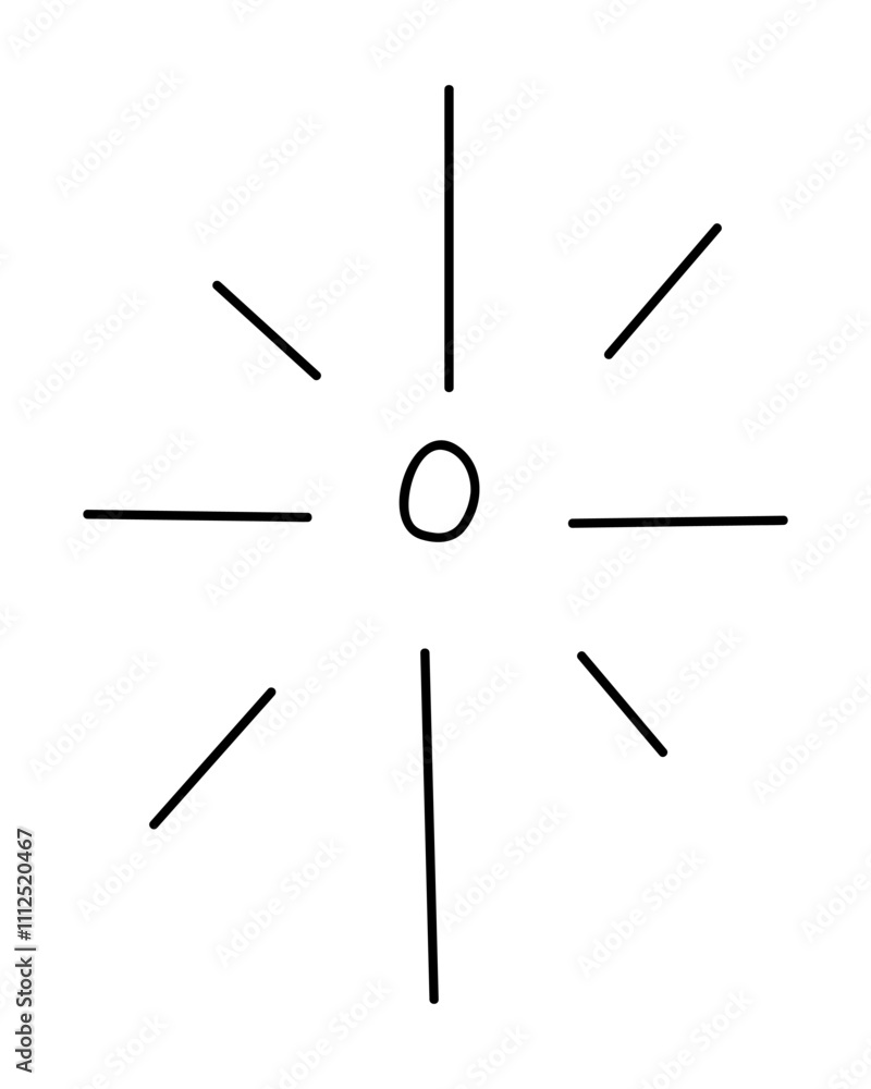 An eight-pointed star that looks like a sun with rays. Clip art doodle illustration.