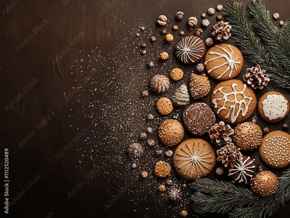 A stylized depiction of Christmas cookies painted with layered acrylic and glowing accents A stylized depiction of Christmas cookies painted with layered acrylic and glowing accents