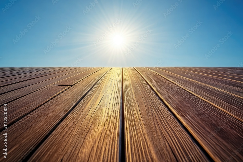 A sunny day scene on a wooden deck with plenty of natural light A sunny day scene on a wooden deck with plenty of natural light