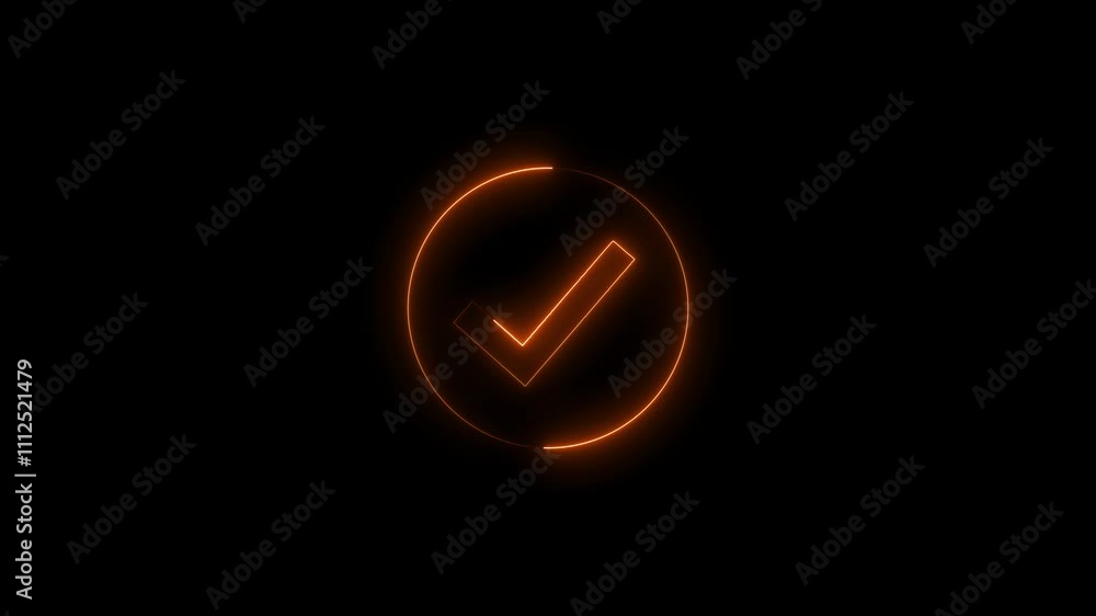 Neon Correct Neon tick mark icon. Correct answer neon check mark sign.tick mark ...