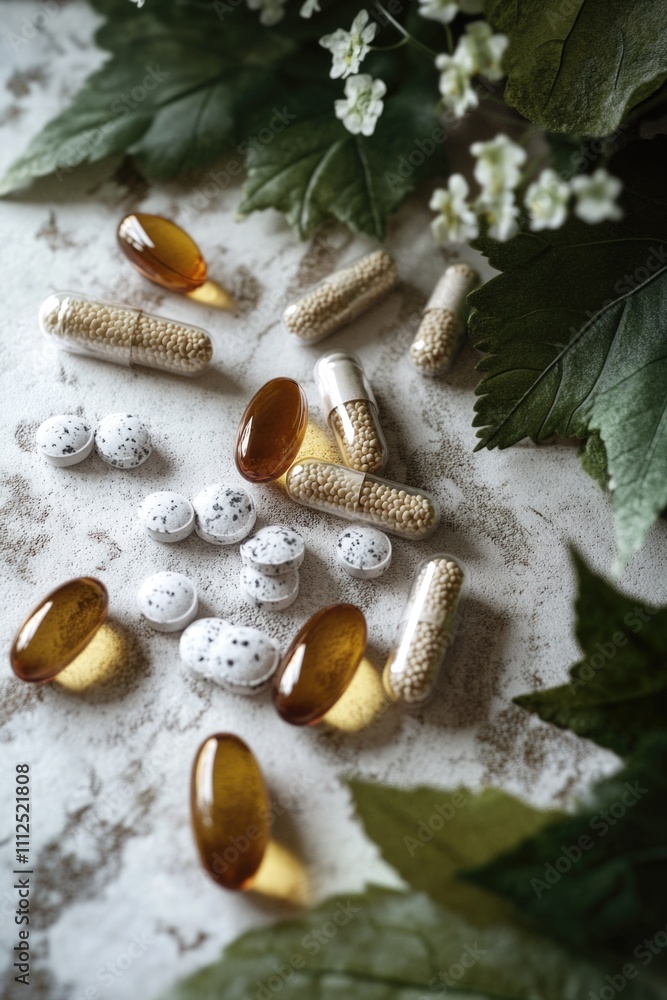 A collection of pills arranged on a surface, suitable for depicting medication or first aid scenes A collection of pills arranged on a surface, suitable for depicting medication or first aid scenes