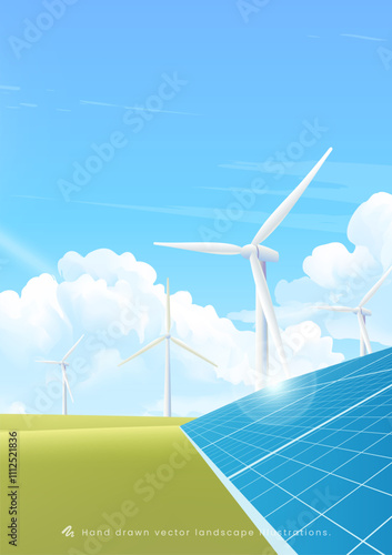 Environmental theme poster New energy wind and solar energy