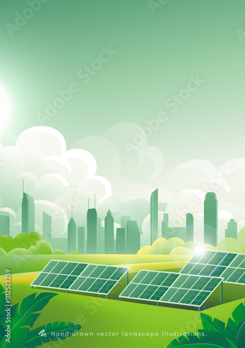 Green environmental protection theme poster new energy wind and solar energy