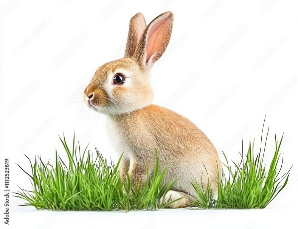 minimal photostock of a Rabbits. Art Design of Cute Little Easter Bunnies in the Meadow. , isolated on white background, , copy space, copy space for text, minimal photostock of a Rabbits. Art Design of Cute Little Easter Bunnies in the Meadow. , isolated on white background, , copy space, copy space for text,