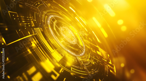 Abstract yellow technology background, digital data lanes, futuristc data concept background in neon yellow