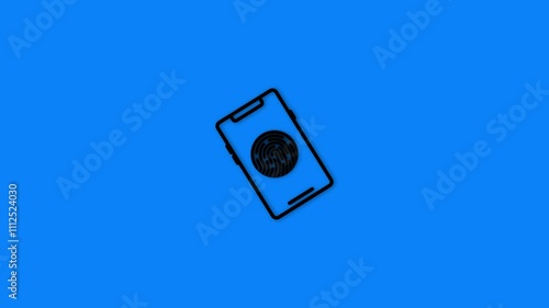 Fingerprint scan on phone display. Analysis fingerprint on mobile device.Animated line fingerprint form with smart phone ,looped animation motion graphic photo