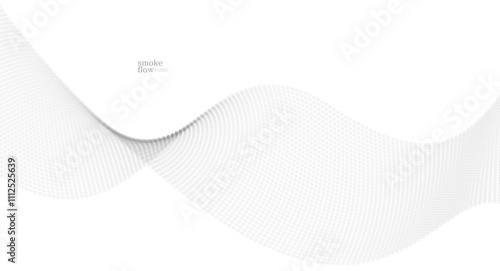 Vector abstract background with wave of flowing particles, smoke flowing light grey design, smooth and soft relaxing image.