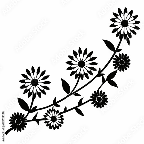 Daisy Chain vector silhouette black design white background