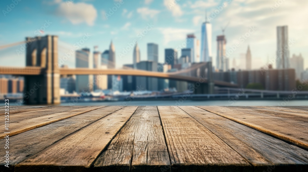 table to place objects with the Manhattan Bridge in the background table to place objects with the Manhattan Bridge in the background