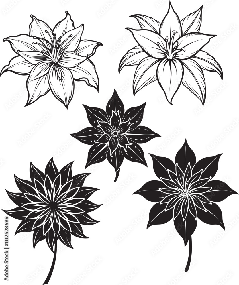 Obraz premium black and white flowers