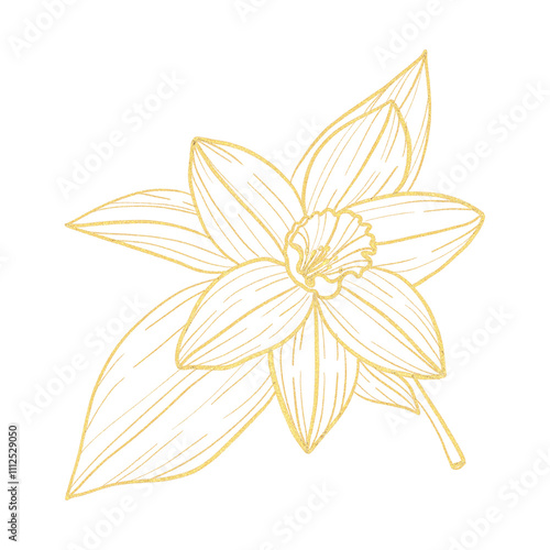 A gold leafy flower with a stem