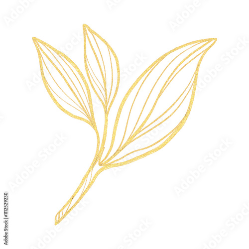 A leaf with gold glitter on it