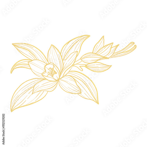 A gold flower with a white stem