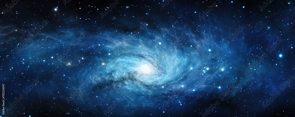 Naklejka premium Swirling galaxy filled with bright stars and cosmic dust in a stunning display of celestial beauty