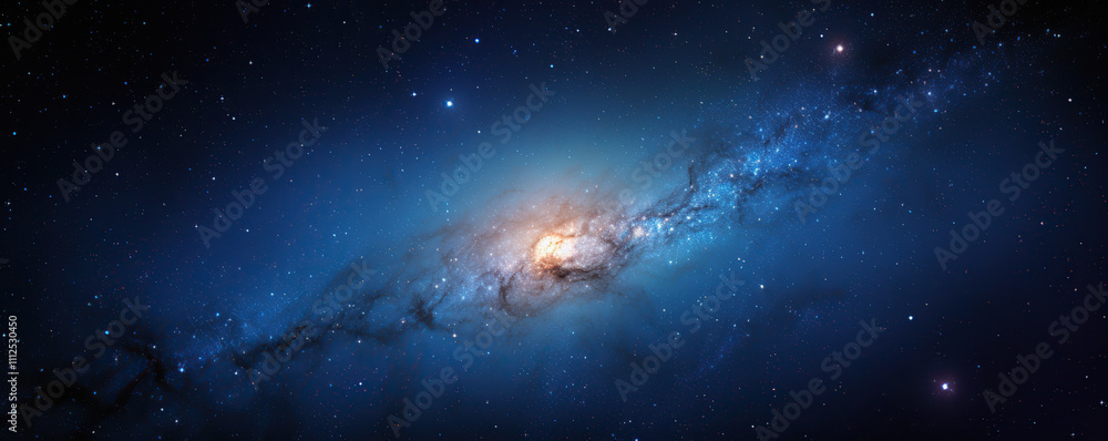 Fototapeta premium Stunning view of a spiral galaxy illuminated by vibrant stars in deep space at night