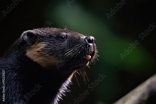 A close-up view of an animal perched on a tree branch photo