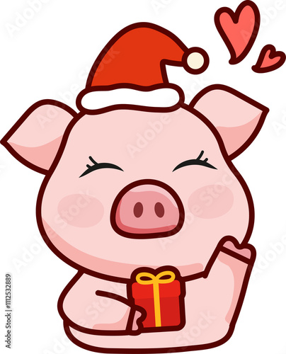 Cartoon Piglet Christmas Doodle