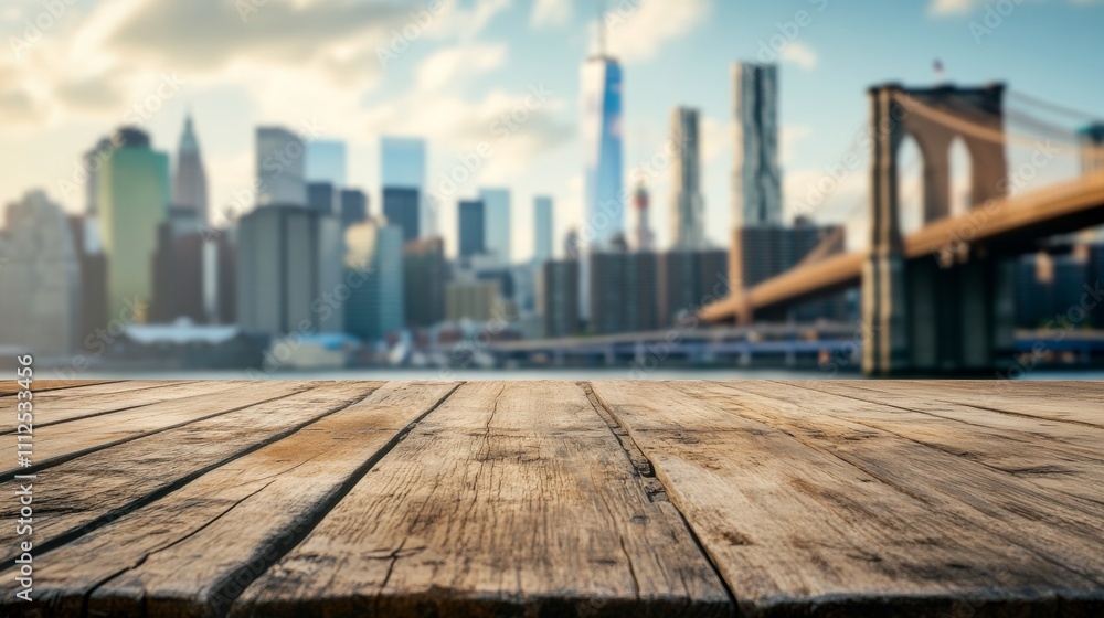 table to place objects with the Manhattan Bridge in the background table to place objects with the Manhattan Bridge in the background