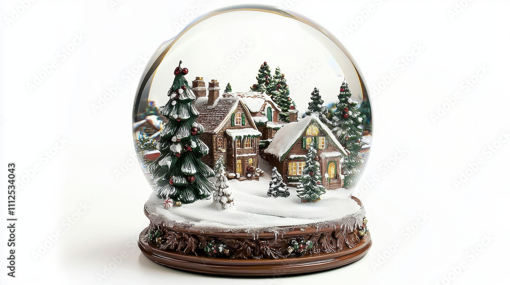 beautiful snow globe featuring winter wonderland scene with cozy house, snow covered trees, and festive decorations, evoking sense of holiday magic beautiful snow globe featuring winter wonderland scene with cozy house, snow covered trees, and festive decorations, evoking sense of holiday magic