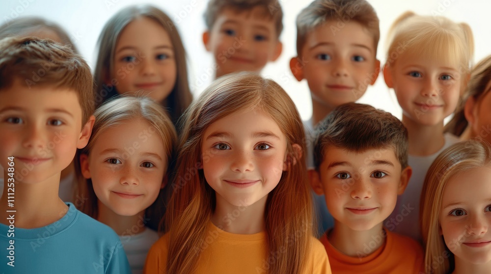 Children posing together for a picture, great for family or kid-related projects Children posing together for a picture, great for family or kid-related projects