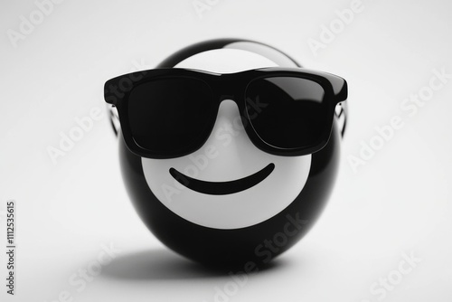 A stylized illustration of a black and white egg wearing sunglasses, perfect for creative projects where a unique and quirky image is needed photo