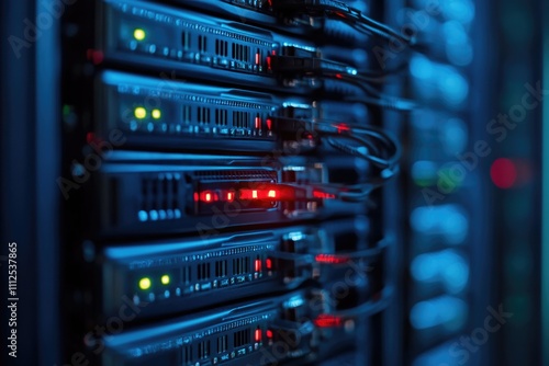 A row of servers in a modern server room