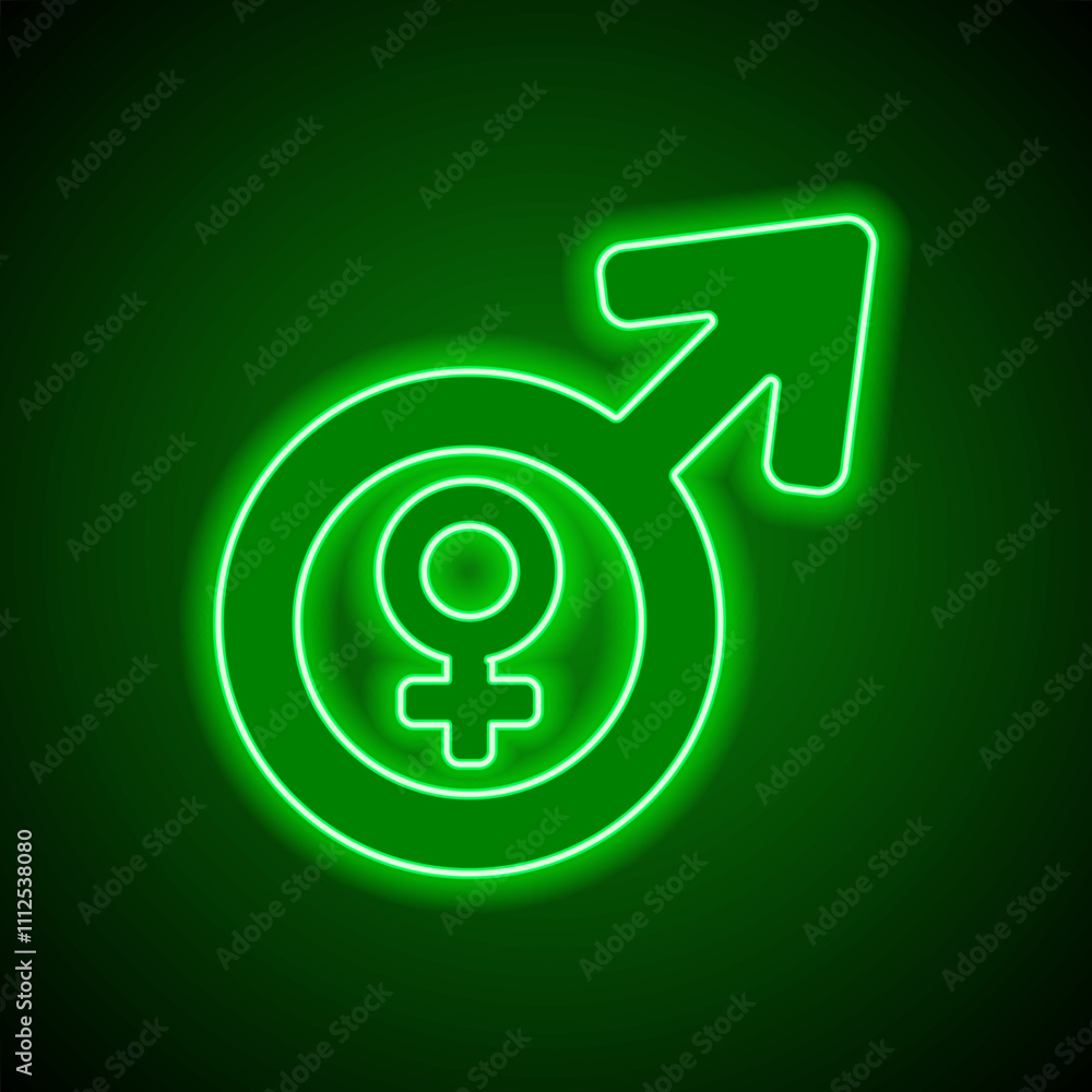 Male simple icon vector. Flat design. Green neon on black background with green light Male simple icon vector. Flat design. Green neon on black background with green light