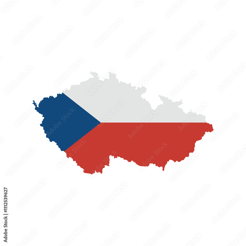 Map of Czechia filled with red, white, and blue flag colors, symbolizing the country's national identity, geographic significance, European culture, patriotic spirit, historical legacy, unity, soverei Map of Czechia filled with red, white, and blue flag colors, symbolizing the country's national identity, geographic significance, European culture, patriotic spirit, historical legacy, unity, soverei