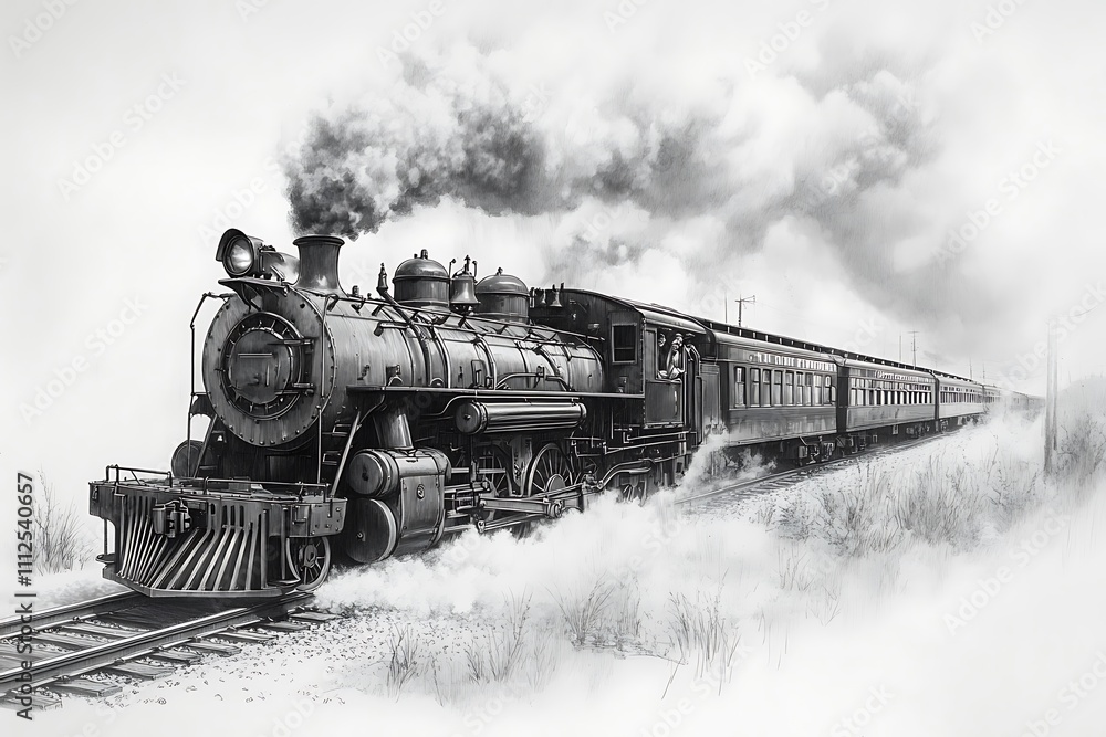 Obraz premium engine, icon, illustration, sign, symbol, background, electric, art, isolated, logo, design, vintage, classic, label, artwork, smoke, travel, silhouette, transit, transportation, transport, railroad,