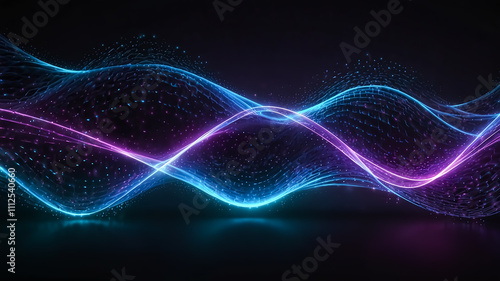 Digital background perfect for tech processes, neural networks, artificial intelligence, data transfer and encryption, digital archives, sound and graphic presentations, science, education, etc.