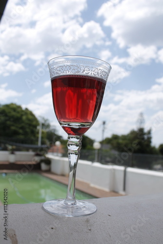 Red wine outdoors on a hot summer day