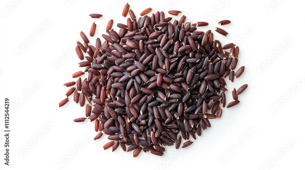 Raw Organic Black Rice Grains Piled on White Background Raw Organic Black Rice Grains Piled on White Background