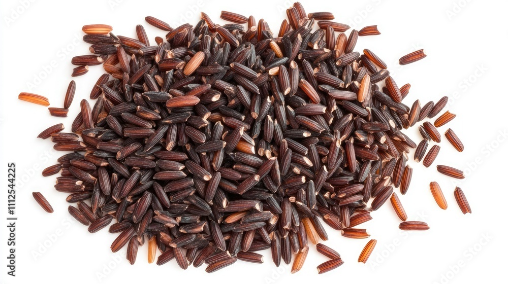Raw Black Rice Grain on White Background for Culinary Use Raw Black Rice Grain on White Background for Culinary Use