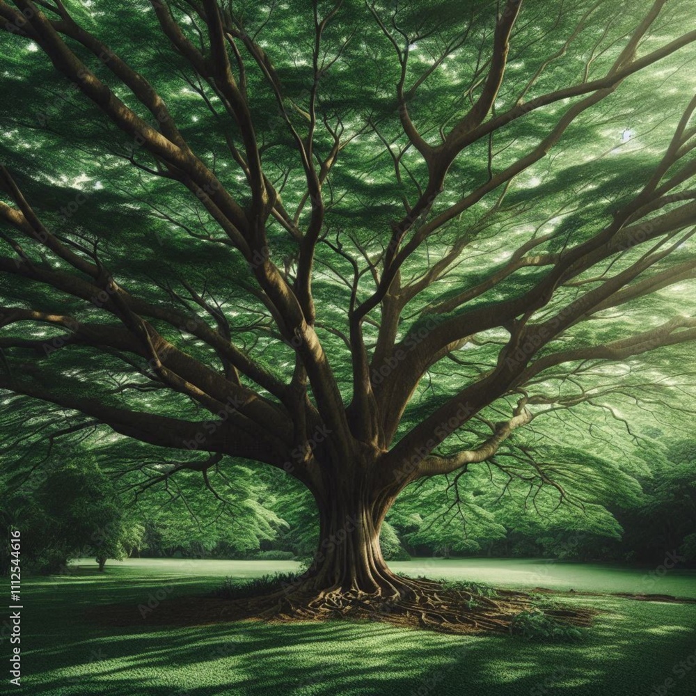 Fototapeta premium Green, broad tree cutout