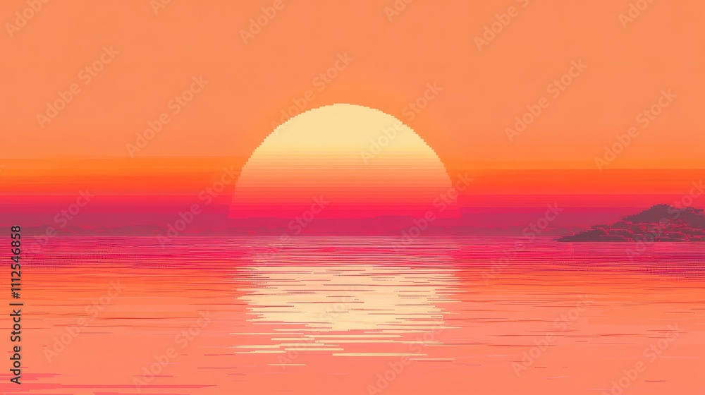 A minimal pixel art design with a soft gradient, shifting from a pale peach to a deep orange, resembling a digital sunset A minimal pixel art design with a soft gradient, shifting from a pale peach to a deep orange, resembling a digital sunset