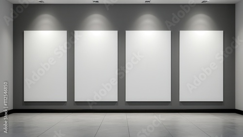 Split canvas mockup with a clean and neutral gray gallery background.