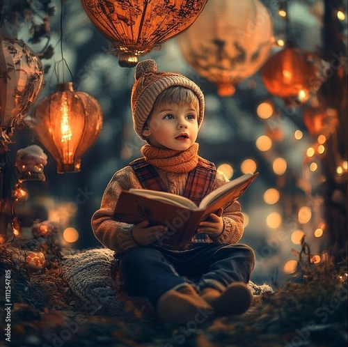 A stunning high-resolution photo inspired by the holiday, where a bright and funny kid artistically recites his first learned poems.
