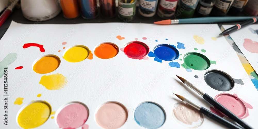 Watercolour paint stashe color wheel with various shades of blue, green, and purple, art supplies, paint Watercolour paint stashe color wheel with various shades of blue, green, and purple, art supplies, paint