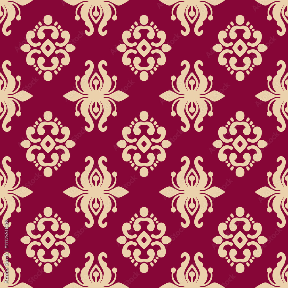 Obraz premium pattern flowerdamask ethnic boho American ikat texture tribal geometric background mandalas