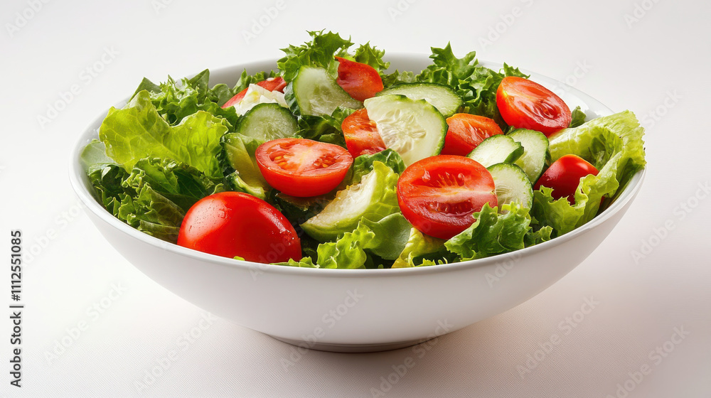 Fresh salad bowl with vibrant greens, tomatoes, and cucumbers Fresh salad bowl with vibrant greens, tomatoes, and cucumbers