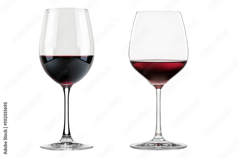 Collection of red and white wine glasses isolated on white transparent background. Rose wine splashing in glassware Collection of red and white wine glasses isolated on white transparent background. Rose wine splashing in glassware