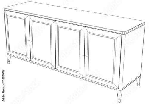 Chest of drawers outline icon. Line art illustration of TV stand, dresser. Modern commode, furniture in scandinavian style for home interior. Linear vector illustration isolated on white background