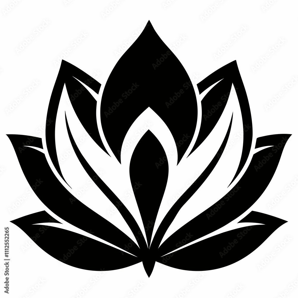 Lotus Petal vector silhouette black design white background Lotus Petal vector silhouette black design white background